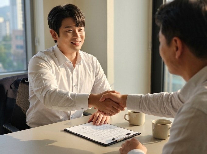 계약서에 서명하는 순간